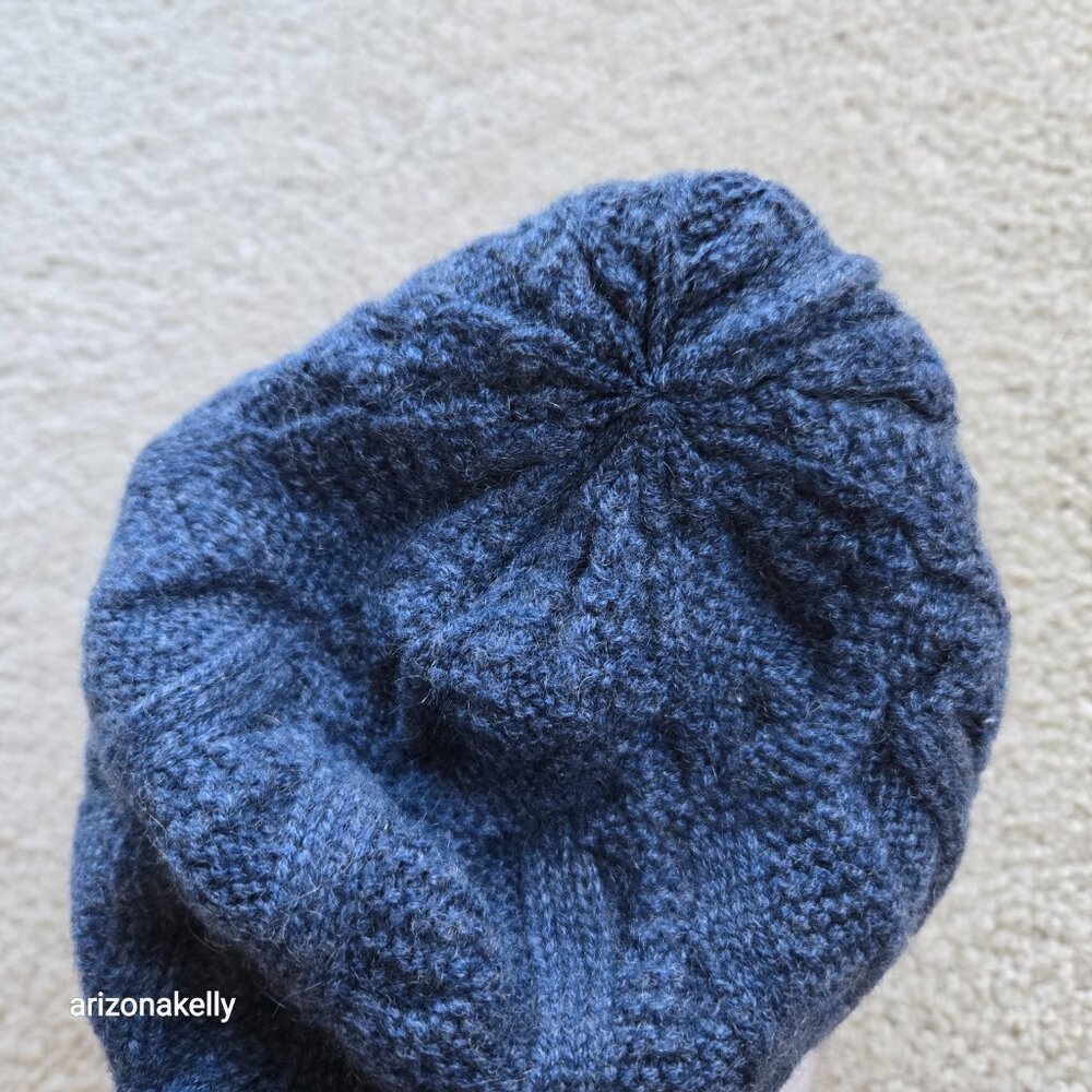 NWOT Cashmere Cable Knit Hat Nordstrom BLUE - Picture 6 of 7